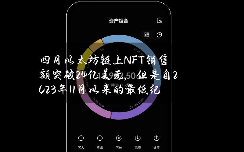 四月以太坊链上NFT销售额突破2.4亿美元，但是自2023年11月以来的最低纪录