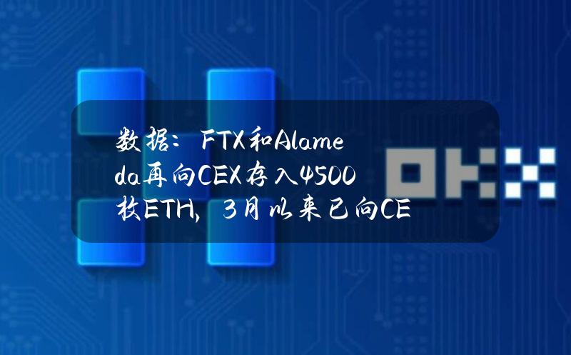 数据：FTX和Alameda再向CEX存入4500枚ETH，3月以来已向CEX存入超2万枚