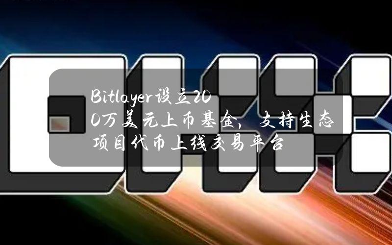 Bitlayer设立200万美元上币基金，支持生态项目代币上线交易平台